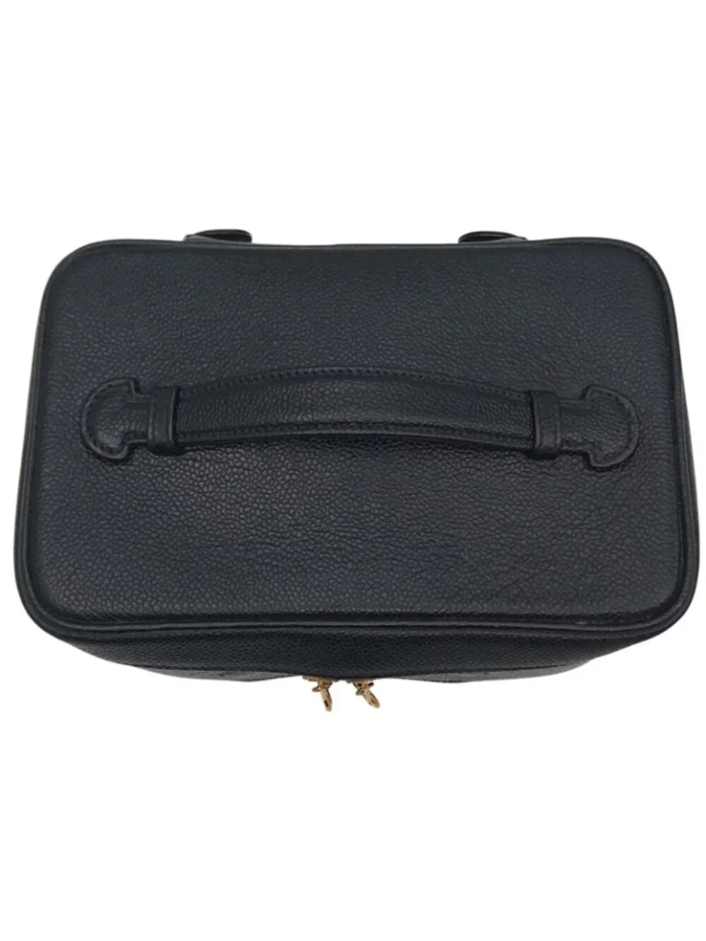 Chanel Caviar Leather Vanity Bag CC Logo Black Bag with Card